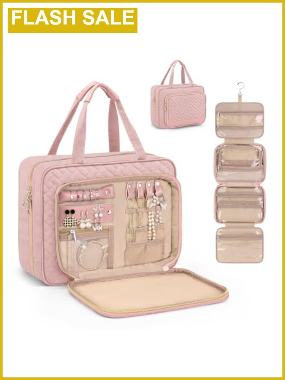 Hanging Toiletry Bag Waterproof Travel Makeup Organizer with Jewelry
